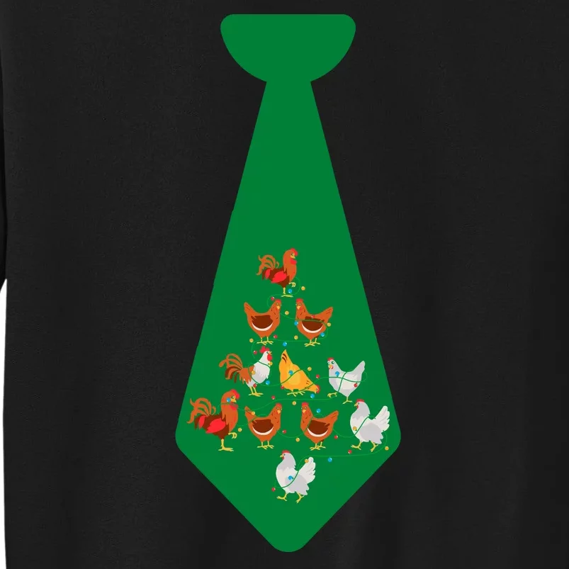 Funny Chickens Tie Funny Christmas Tie With Chicken And Christmas Tree Lights Sweatshirt