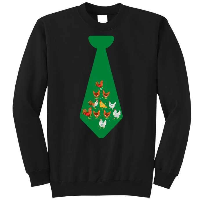 Funny Chickens Tie Funny Christmas Tie With Chicken And Christmas Tree Lights Sweatshirt