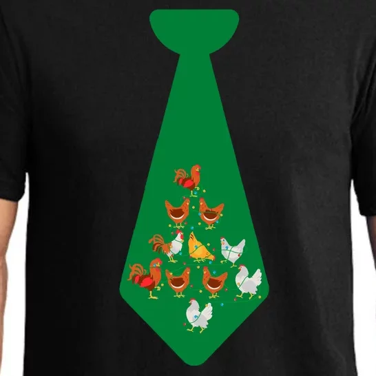 Funny Chickens Tie Funny Christmas Tie With Chicken And Christmas Tree Lights Pajama Set