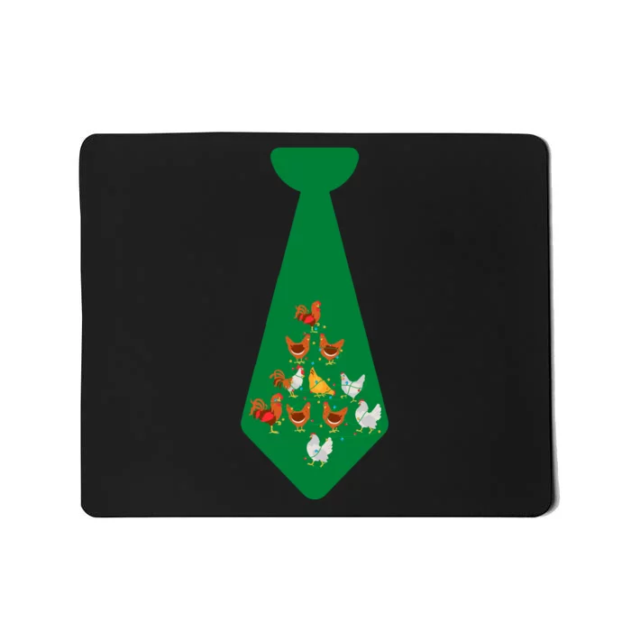 Funny Chickens Tie Funny Christmas Tie With Chicken And Christmas Tree Lights Mousepad