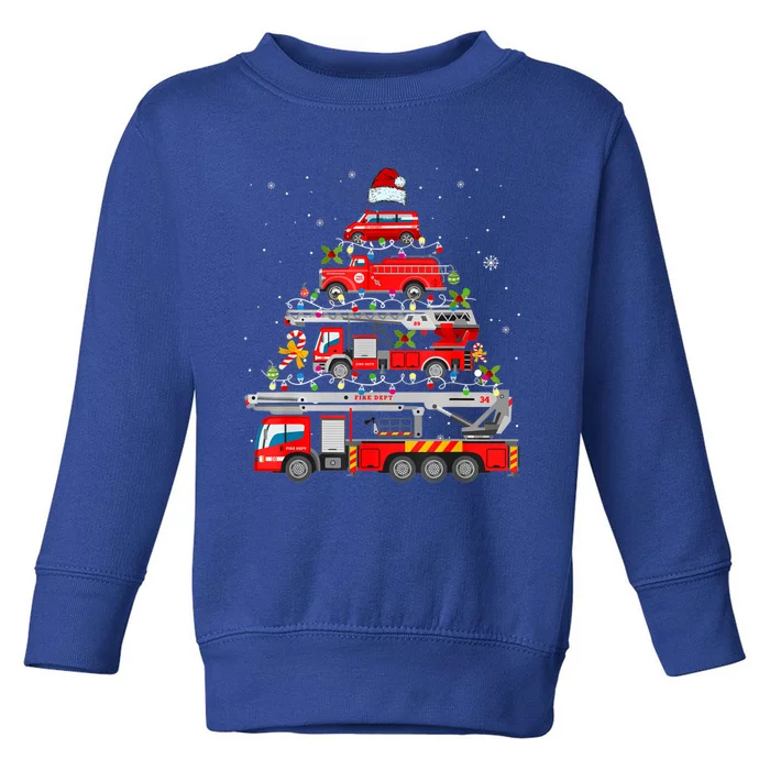 Firefighter Christmas Tree Fire Truck Fire Xmas Funny Gift Gift Toddler Sweatshirt