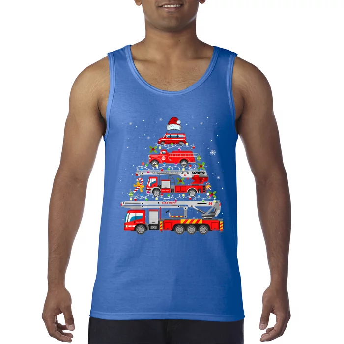 Firefighter Christmas Tree Fire Truck Fire Xmas Funny Gift Gift Tank Top