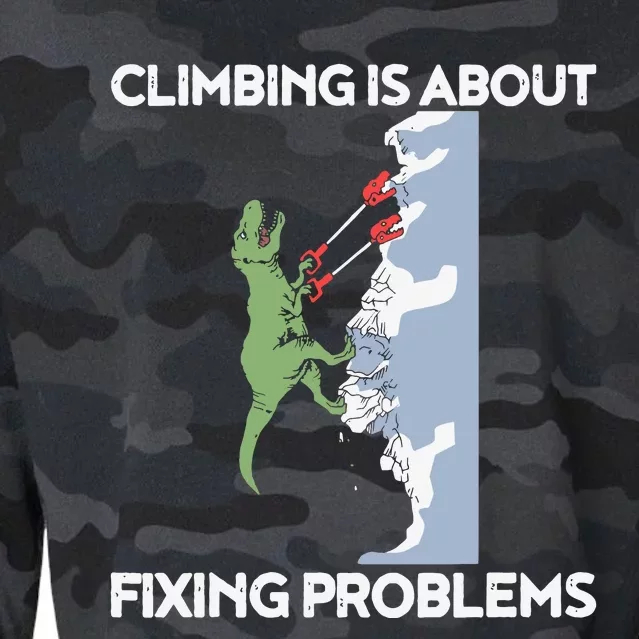 Funny Climbing TRex Rock Climber Dinosaur Tee Cropped Pullover Crew