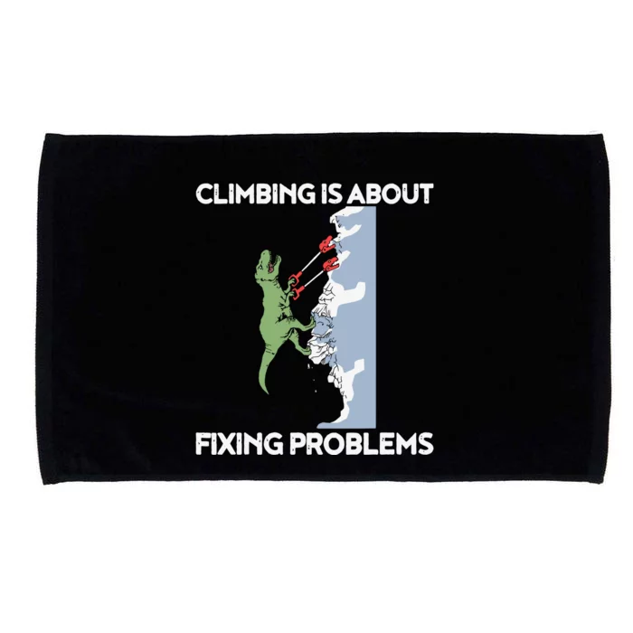 Funny Climbing TRex Rock Climber Dinosaur Tee Microfiber Hand Towel