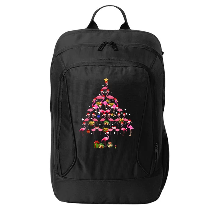 Flamingo Christmas Tree Santa Hat Xmas Light Merry Christmas City Backpack