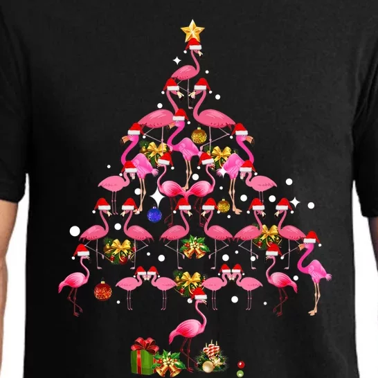 Flamingo Christmas Tree Santa Hat Xmas Light Merry Christmas Pajama Set