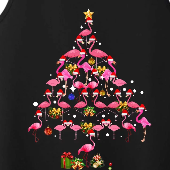 Flamingo Christmas Tree Santa Hat Xmas Light Merry Christmas Performance Tank