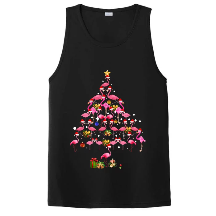 Flamingo Christmas Tree Santa Hat Xmas Light Merry Christmas Performance Tank