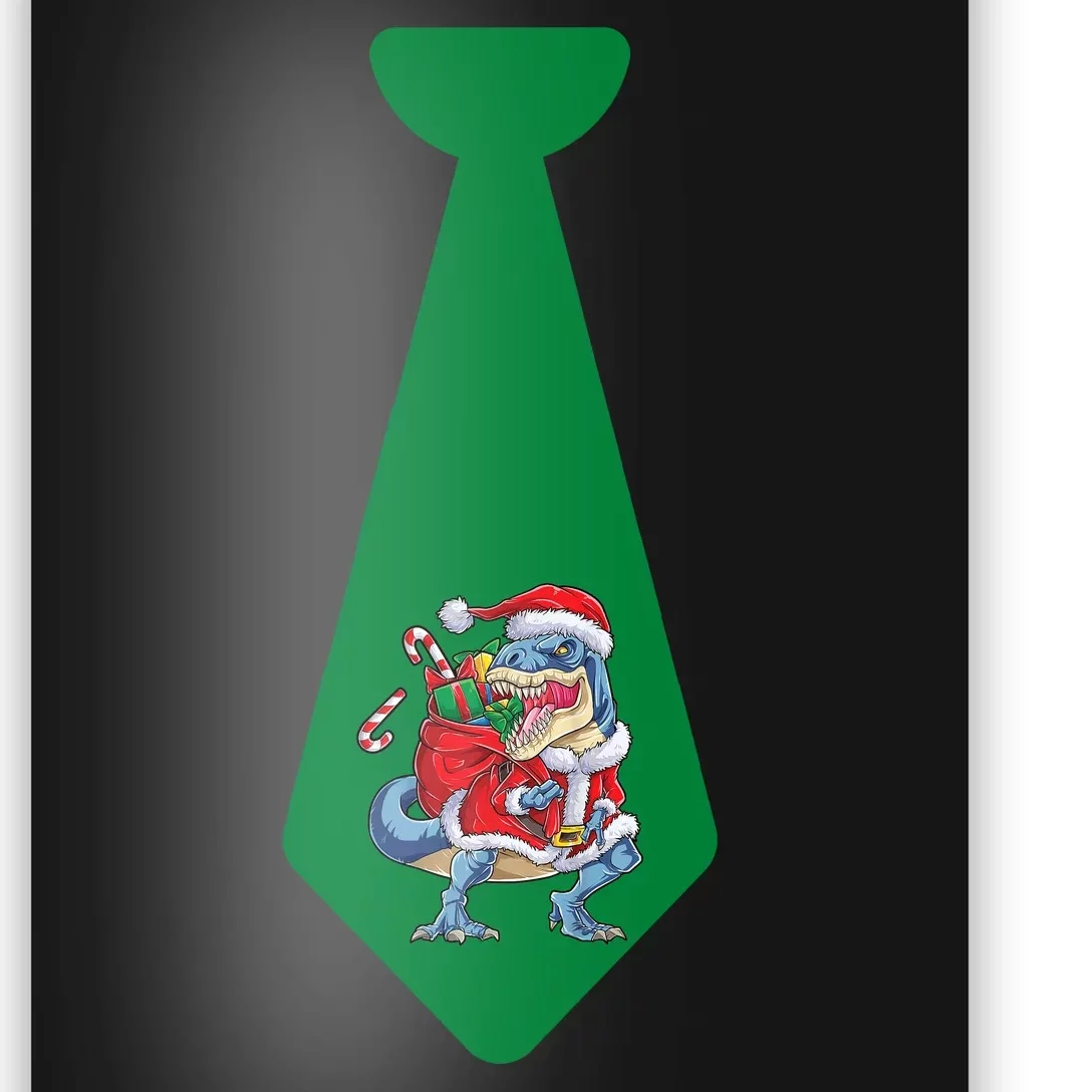 Funny Christmas Tie With Trex And Lights For Family Dinner Funny Trex Tie Poster