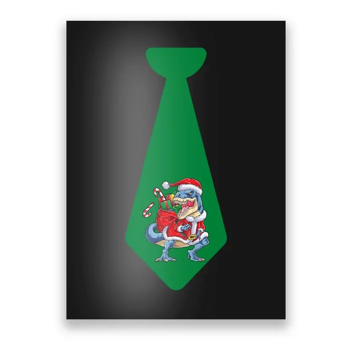 Funny Christmas Tie With Trex And Lights For Family Dinner Funny Trex Tie Poster