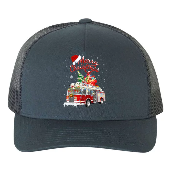 Firefighter Christmas Tree Fire Truck Fire Xmas Funny Gift Gift Yupoong Adult 5-Panel Trucker Hat