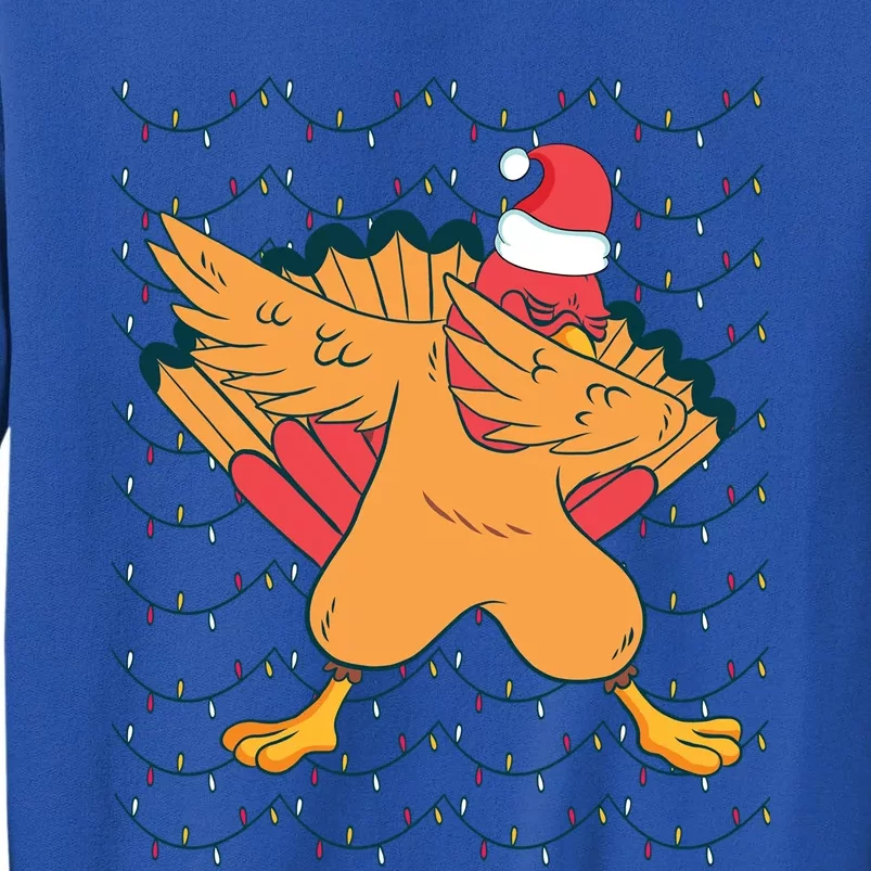 Funny Christmas Thanksgiving Dabbing Turkey Christmas Lights Cool Gift Tall Sweatshirt