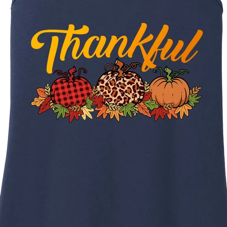 Funny Cute Thankful Pumpkins Red Leopard Plaid, Thankful Grateful Blessed Autumn Ladies Essential Tank