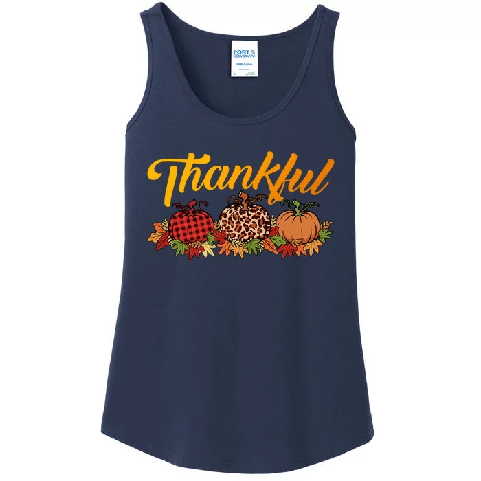 Funny Cute Thankful Pumpkins Red Leopard Plaid, Thankful Grateful Blessed Autumn Ladies Essential Tank