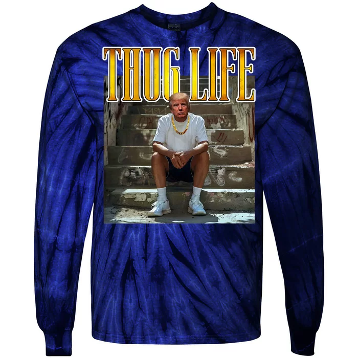 Felon Conviction Trump Rap Thug Life Tie-Dye Long Sleeve Shirt