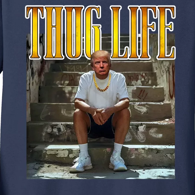 Felon Conviction Trump Rap Thug Life Kids Long Sleeve Shirt