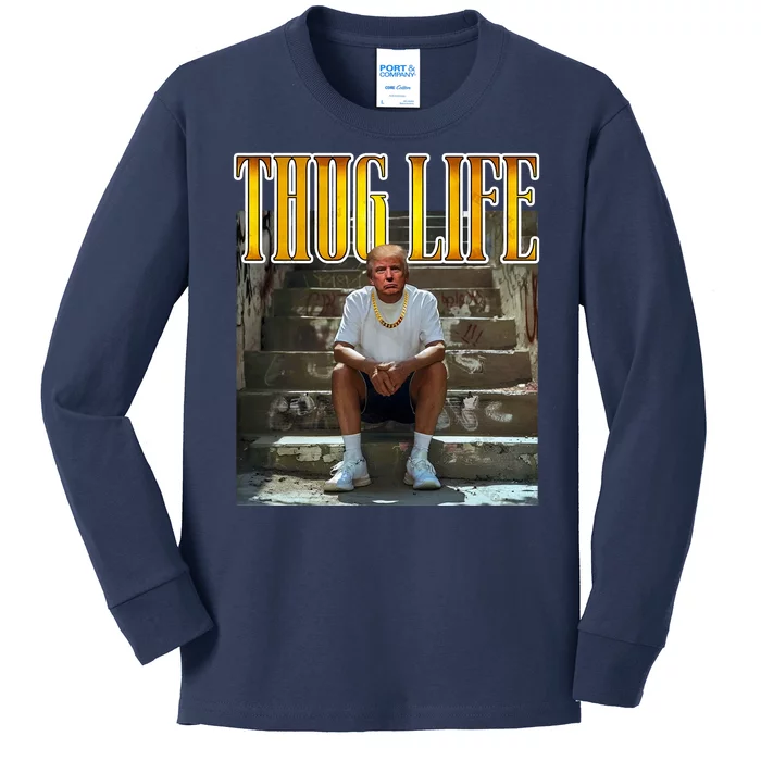 Felon Conviction Trump Rap Thug Life Kids Long Sleeve Shirt