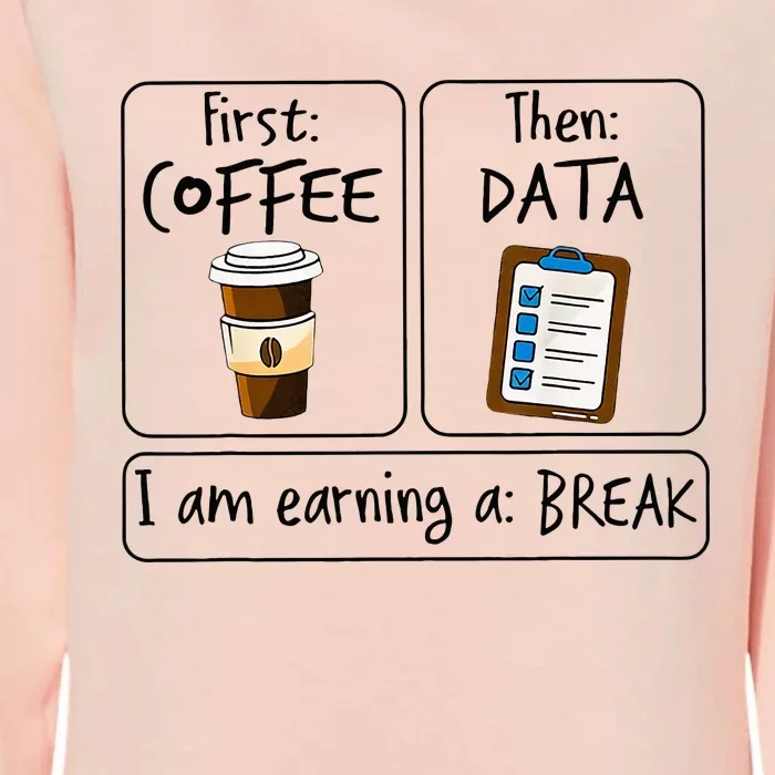 First Coffee Then Data IAm Earning A Break First Then Funny Womens California Wash Sweatshirt