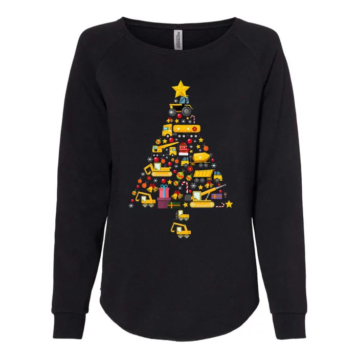 Funny Construction Trucks Christmas Tree Xmas Womens California Wash Sweatshirt