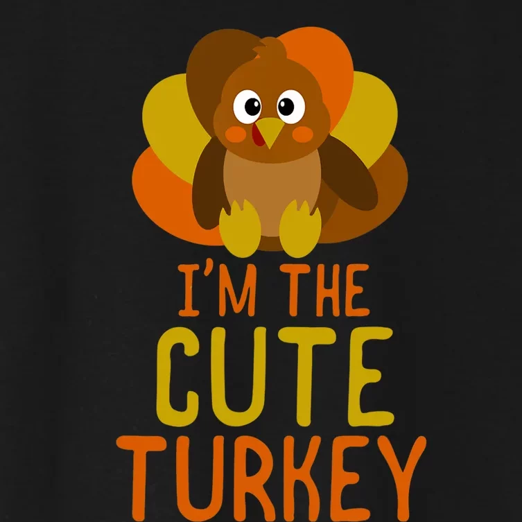 Funny Cute Turkey Family Matching Thanksgiving Women's Crop Top Tee