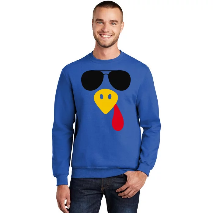 Funny Cool Turkey Face Gift Sunglasses Thanksgiving Day Gift Sweatshirt