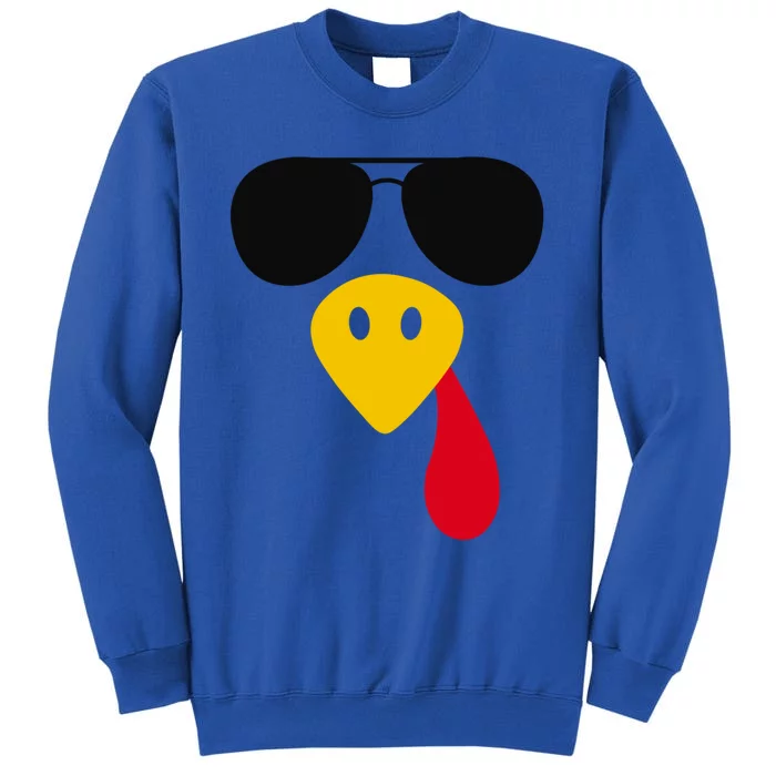 Funny Cool Turkey Face Gift Sunglasses Thanksgiving Day Gift Tall Sweatshirt