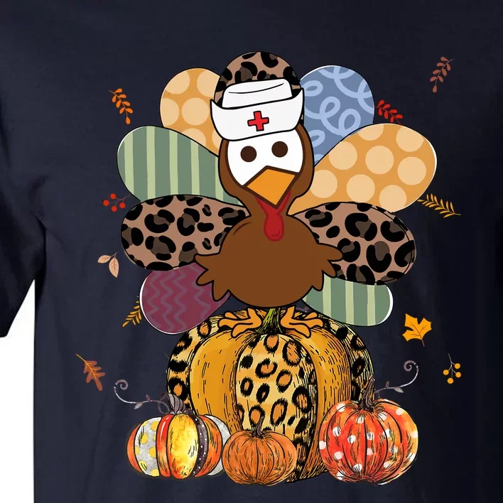 Funny Cute Thanksgiving Scrub Tops Turkey Nurse Holiday Nursing Tall T-Shirt