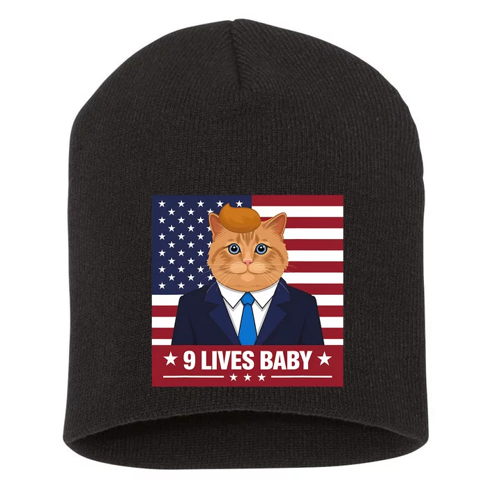 Funny Cat Trump 9 Lives Baby Even My Cat Loves Trump 2024 Short Acrylic Beanie