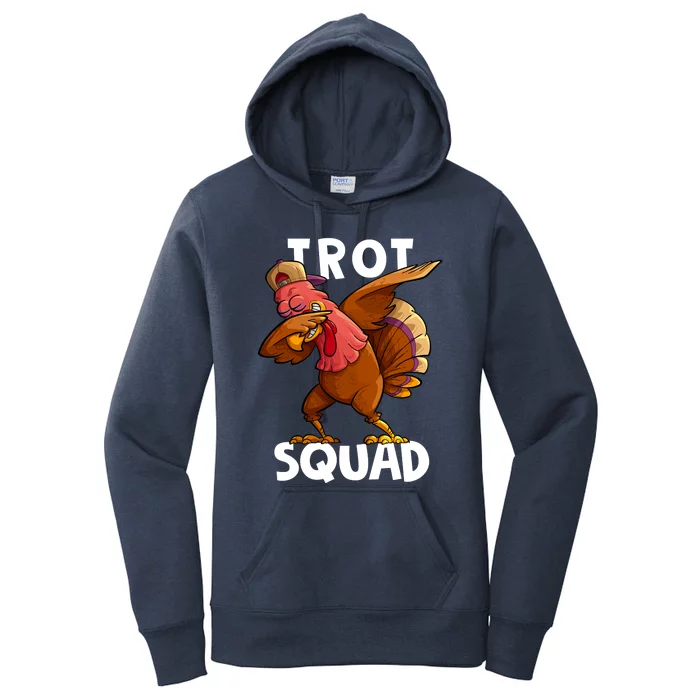 Funny Cute Trot Squad T Dabbing Turkey Marathon Running Matching Women's Pullover Hoodie