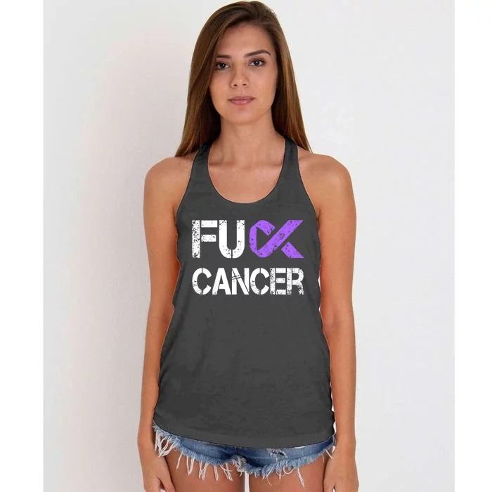 Fuck Cancer Testicular Cancer Awareness Funny Gift Cool Gift Women's Knotted Racerback Tank