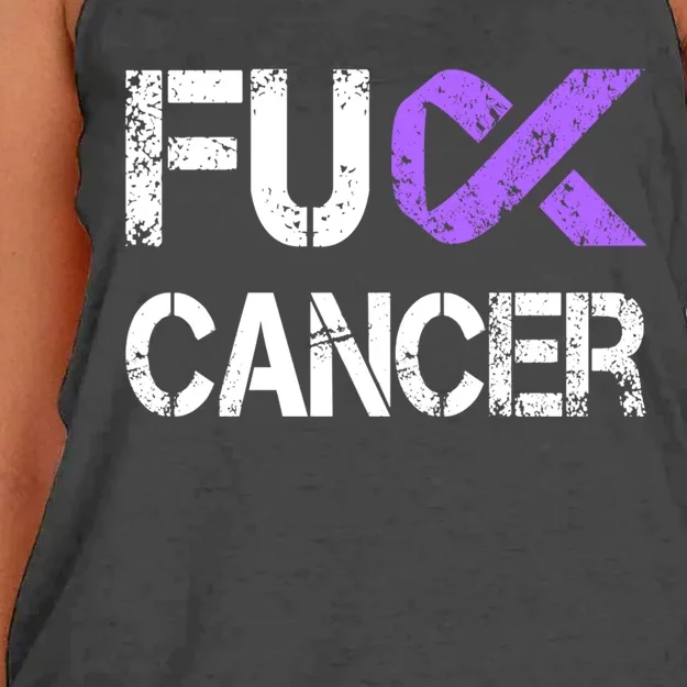 Fuck Cancer Testicular Cancer Awareness Funny Gift Cool Gift Women's Knotted Racerback Tank