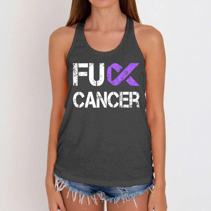 Fuck Cancer Testicular Cancer Awareness Funny Gift Cool Gift Women's Knotted Racerback Tank