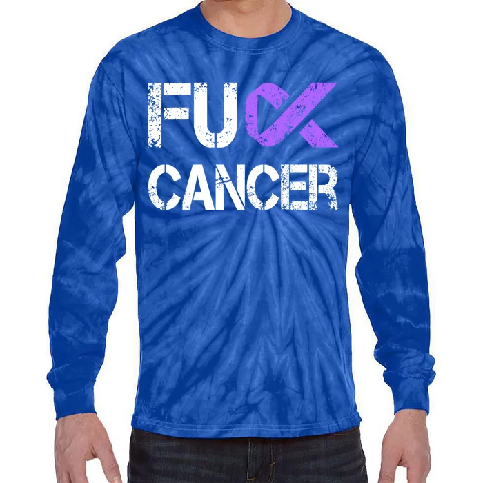 Fuck Cancer Testicular Cancer Awareness Funny Gift Cool Gift Tie-Dye Long Sleeve Shirt