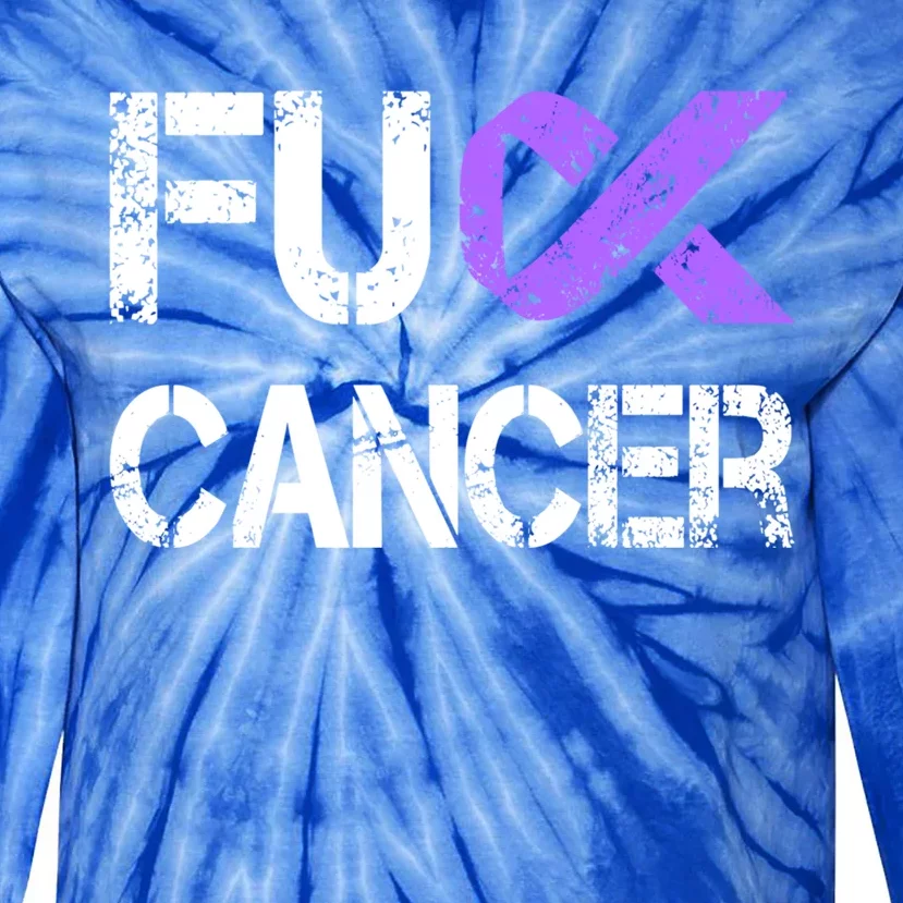 Fuck Cancer Testicular Cancer Awareness Funny Gift Cool Gift Tie-Dye Long Sleeve Shirt