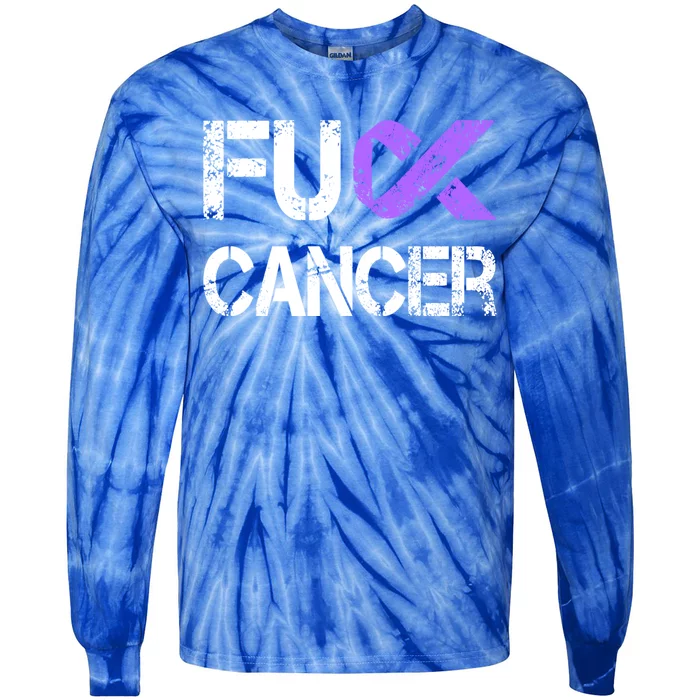 Fuck Cancer Testicular Cancer Awareness Funny Gift Cool Gift Tie-Dye Long Sleeve Shirt