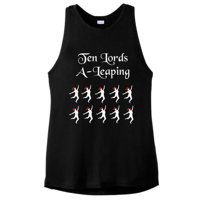 Funny Christmas Tee Shirt Lords A Leaping Tee Ladies Tri-Blend Wicking Tank