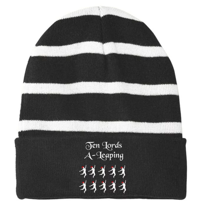 Funny Christmas Tee Shirt Lords A Leaping Tee Striped Beanie with Solid Band