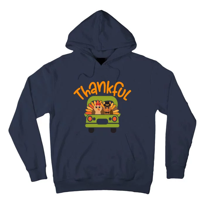 Funny Cute Truck Turkeys Thankful Turkey Happy Thanksgiving Gnomes Tall Hoodie