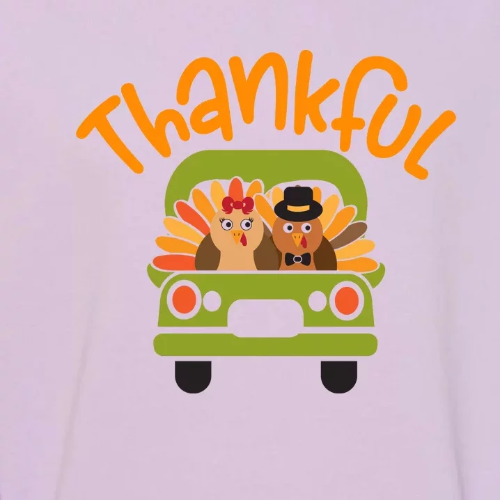 Funny Cute Truck Turkeys Thankful Turkey Happy Thanksgiving Gnomes Garment-Dyed Sweatshirt