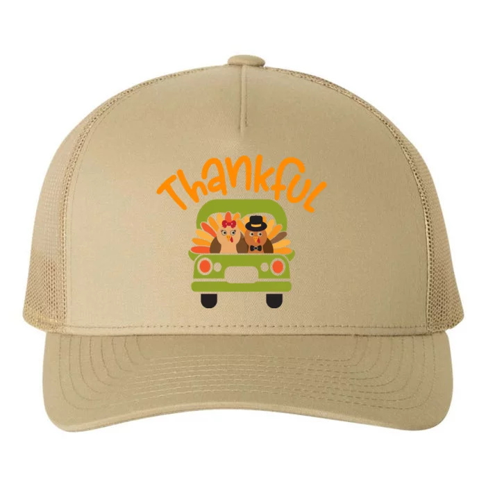 Funny Cute Truck Turkeys Thankful Turkey Happy Thanksgiving Gnomes Yupoong Adult 5-Panel Trucker Hat