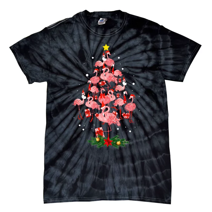 Flamingo Christmas Tree Ornament Decor Funny Xmas Tie-Dye T-Shirt