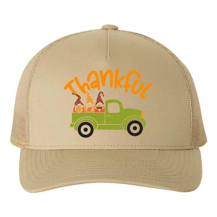 Funny Cute Truck Gnomies Thankful Turkey Happy Thanksgiving Gnomes Yupoong Adult 5-Panel Trucker Hat