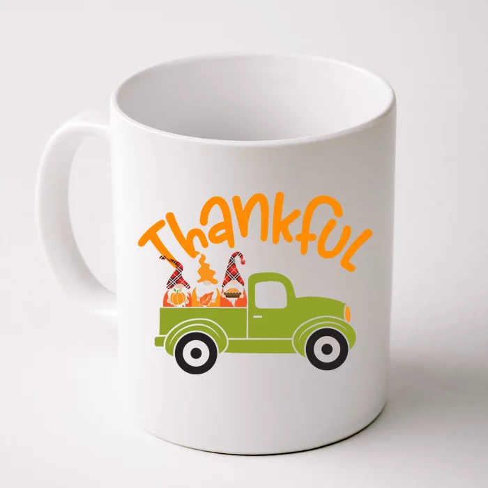 Funny Cute Truck Gnomies Thankful Turkey Happy Thanksgiving Gnomes Front & Back Coffee Mug