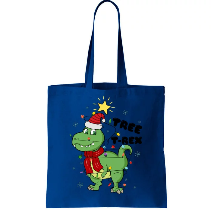 Funny Christmas Tree Rex Christmas Lights Santa Cool Gift Tote Bag