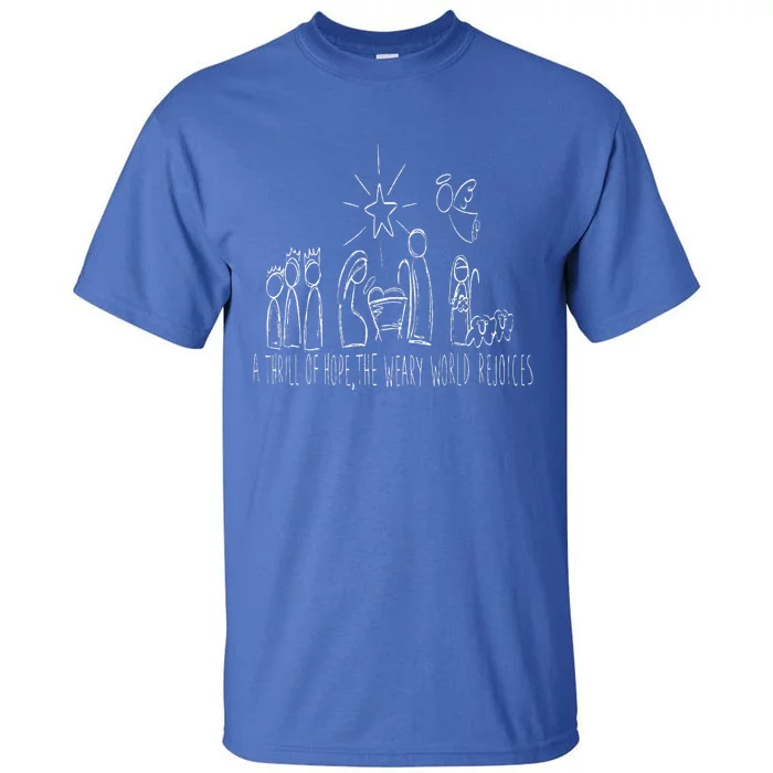 Family Christmas Thrill Of Hope The Weary World Rejoices Tall T-Shirt