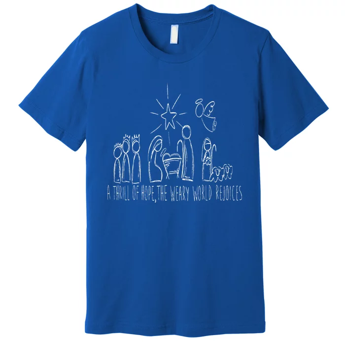 Family Christmas Thrill Of Hope The Weary World Rejoices Premium T-Shirt