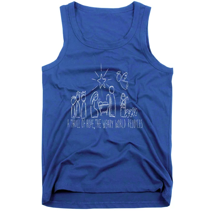 Family Christmas Thrill Of Hope The Weary World Rejoices Tank Top