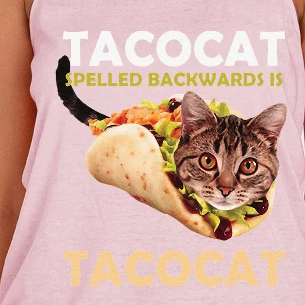 Funny Cute Tacocat Taco Cat Spelled Backward Is Women's Knotted Racerback Tank