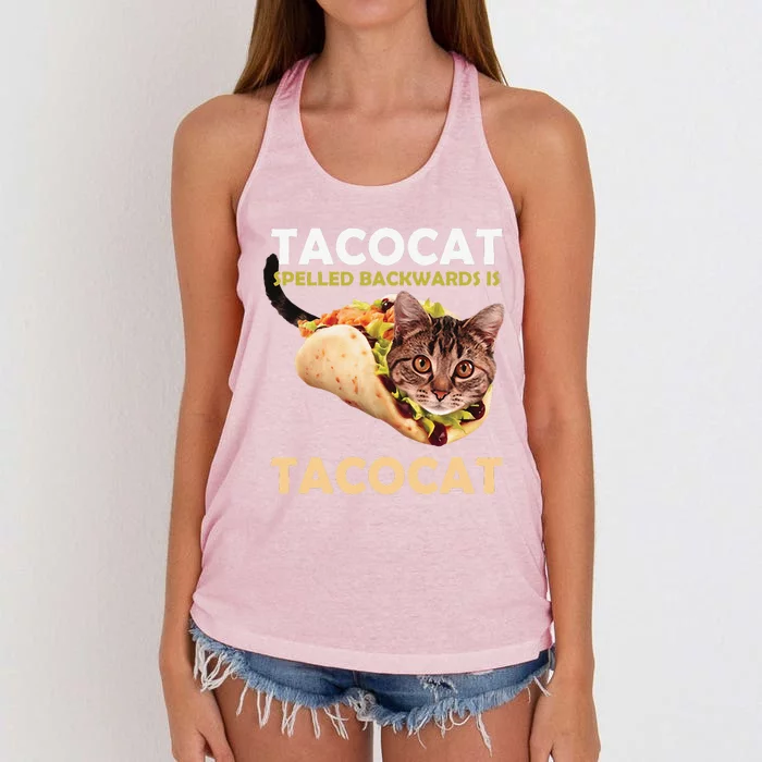 Funny Cute Tacocat Taco Cat Spelled Backward Is Women's Knotted Racerback Tank