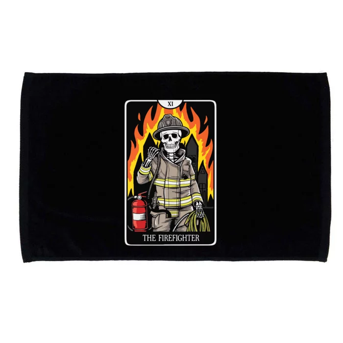 Firefighter Crew Tarot Card Player Funny Halloween Skeleton Microfiber Hand Towel